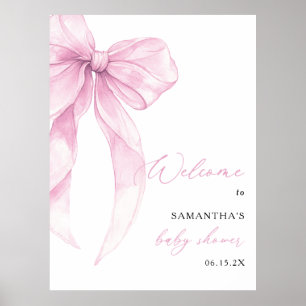 Poster Accueil Baby shower rose moderne
