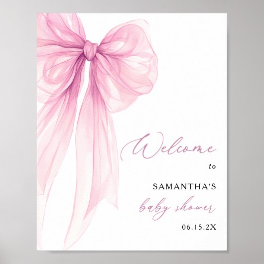 Poster Accueil Baby shower rose moderne (Devant)