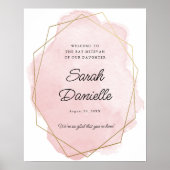 Poster Accueil Bat mitzvah rose élégant (Devant)