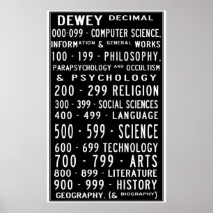 Poster Accueil Bibliothèque Dewey Nombre décimal Busroll