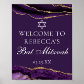Poster Accueil Chic Bat mitzvah Gold Purple (Devant)