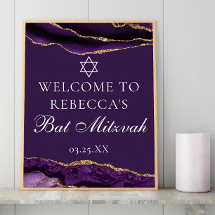 Poster Accueil Chic Bat mitzvah Gold Purple