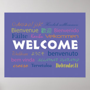 Poster Accueil coloré Beaucoup de langues Moderne Perwink