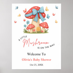 Poster Accueil de Baby Shower Arc-en-ciel Champignon Bébé