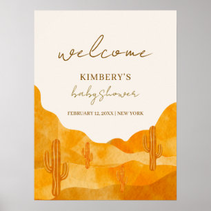 Poster Accueil de Baby Shower Minimaliste Boho Désert Cac