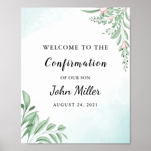 Poster Accueil de confirmation Dusty Blue Eucalyptus (Devant)