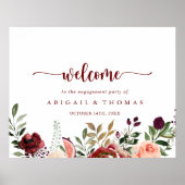 Poster Accueil de fête de fiançailles florale d'été rusti (Devant)