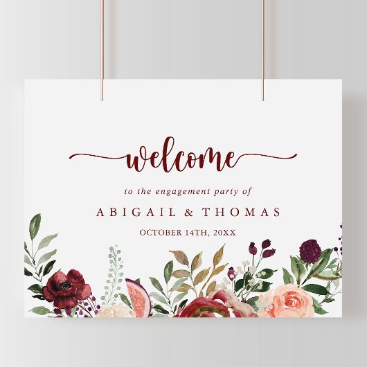 Poster Accueil de fête de fiançailles florale d'été rusti