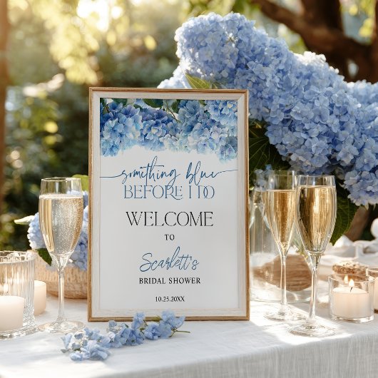 Poster Accueil de Fête de Fiançailles Hydrangea Bleu