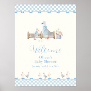 Poster Accueil de la Baby Shower de l'idiot au ruban bleu