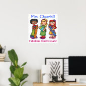 Poster Accueil de la classe de l'enseignant de l'école -  (Bureau à domicile)