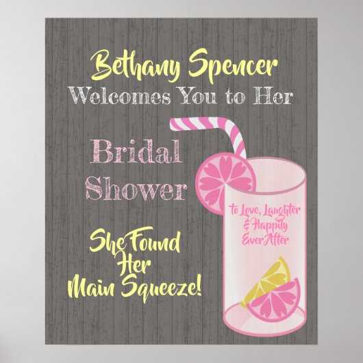 Poster Accueil de la fête de mariage Main Squeeze Pink Le (Devant)