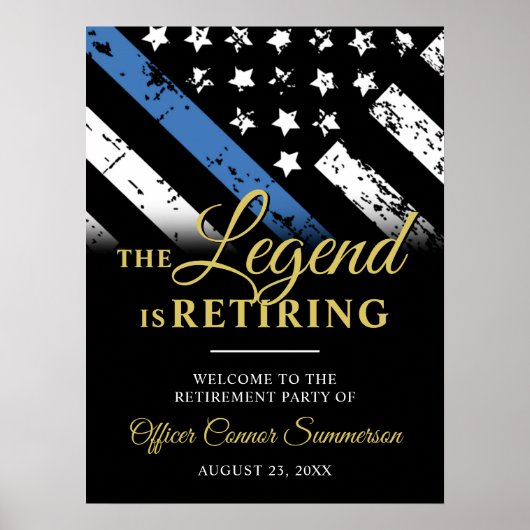 Poster Accueil de la fête de retraite de la police mince (Devant)