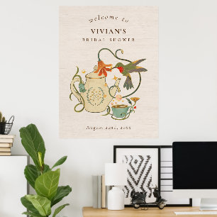 Poster Accueil de la fête de thé vintage pour la mariée