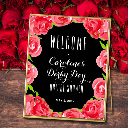 Poster Accueil de la Fête des mariées de style Roses roug