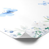 Poster Accueil de la Fête des mariées Florale Bleu Dusty (Coin)