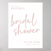 Poster Accueil de la Fête des mariées minimale rose et bl (Devant)