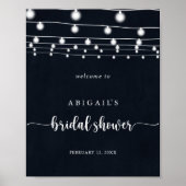 Poster Accueil de la Fête des mariées Rustic String Light (Devant)