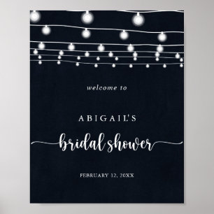 Poster Accueil de la Fête des mariées Rustic String Light
