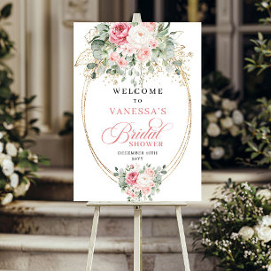 Poster Accueil de la fête prénuptiale aux roses élégantes