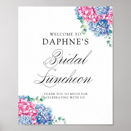 Poster Accueil de la réception de mariage aux hortensias  (Devant)