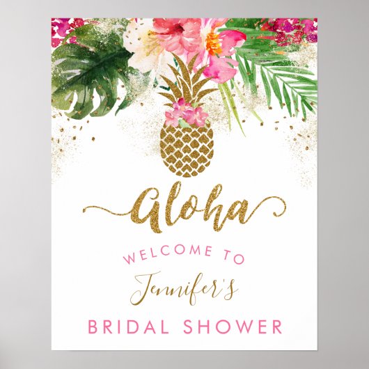 Poster Accueil de la réception de mariage floral ananas A (Devant)