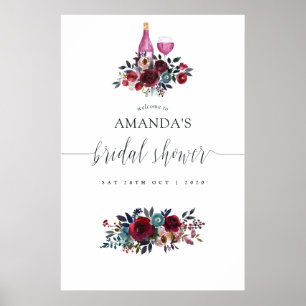 Poster Accueil de la soirée de mariage Burgundy & Navy Ta