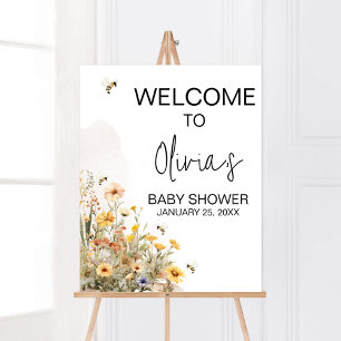 Poster Accueil de maman à Bee Fleur sauvage Baby shower B