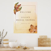 Poster Accueil de mariage automnal à l'aquarelle avec feu (Cuisine)