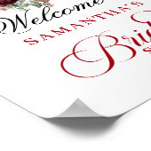 Poster Accueil de Mariage Botanique Rouge Bordeaux (Coin)