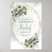 Poster Accueil de mariage botanique vert doré rêveur (Devant)