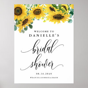 Poster Accueil de mariage estival tournesol aquarelle