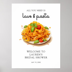 Poster Accueil de mariage italien pour pâtes aquarelles