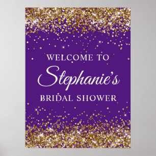 Poster Accueil de Mariage Royal Faux Paillettes Dorées Vi