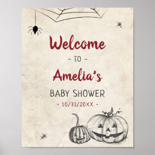 Poster Accueil de porte de douche de bébé Halloween perso