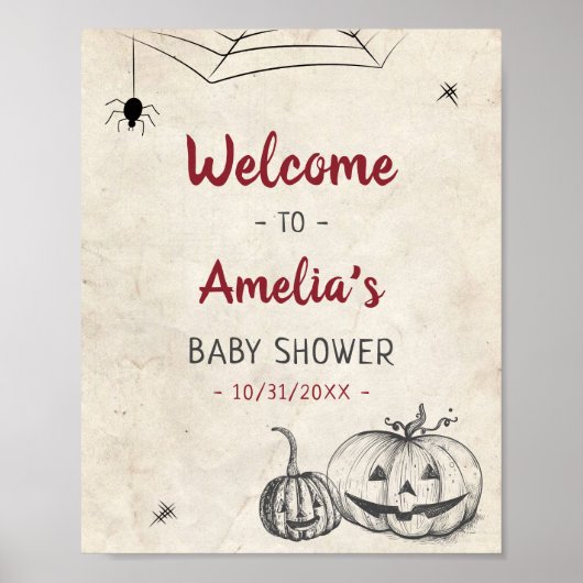 Poster Accueil de porte de douche de bébé Halloween perso (Devant)