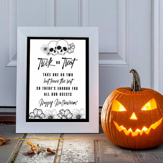 Poster Accueil Décor crâne Trick ou traiter Halloween Sig