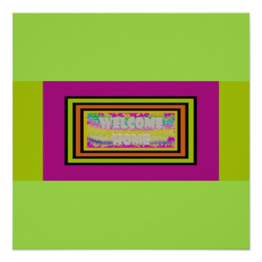 Poster accueil design pourpre vert rouge bordé (Devant)