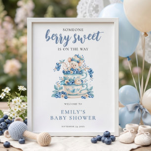 Poster Accueil Doux Bébé Souris Myrtille Shower pour Bébé