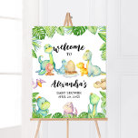 Poster Accueil du Baby shower Cute Dinosaur<br><div class="desc">Faites de votre événement spécial avec ce Baby shower Dino neutre par sexe avec notre jolie Affiche de bienvenue imprimable mignonne avec un thème Dinosaure adorable. Téléchargez,  personnalisez et créez des souvenirs durables avec cette touche parfaite pour votre fête joyeuse ! BS667</div>