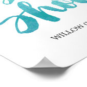 Poster Accueil du Baby shower de calligraphie aquarelle (Coin)