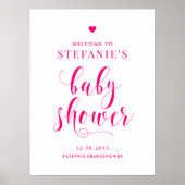 Poster Accueil du Baby shower de calligraphie en gras ros (Devant)