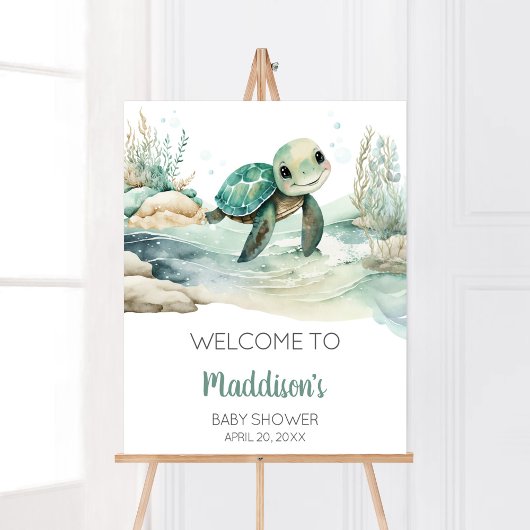 Poster Accueil du Baby shower de la tortue de mer