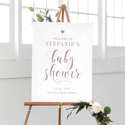 Poster Accueil du Baby shower de script Mauve Bold