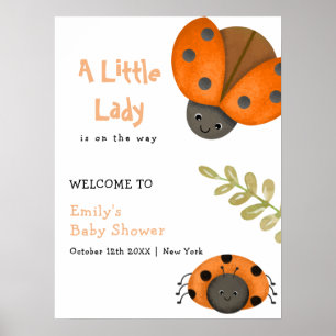 Poster Accueil du Baby shower Little Ladybug Watercolor