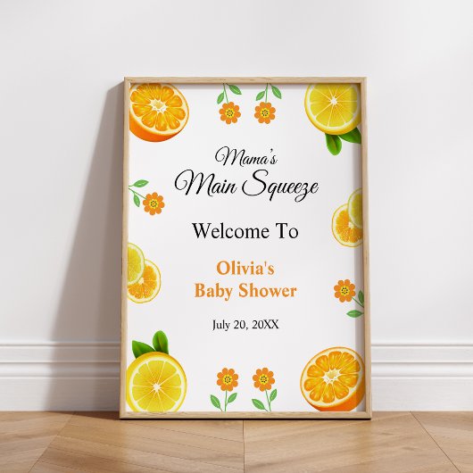 Poster Accueil du Baby shower principal de citron Squeeze