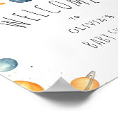Poster Accueil du Baby shower spatial moderne (Coin)