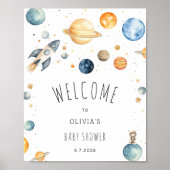 Poster Accueil du Baby shower spatial moderne (Devant)