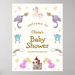 Poster Accueil du Baby shower Unicorn de la mignonne Prin