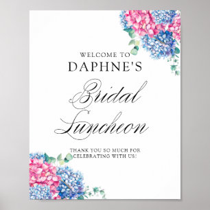 Poster Accueil du déjeuner de mariage aux hortensias rose